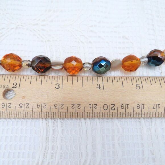 Handmade Amber and Brown Crystal Necklace 16 Inches For Women - Picture 5 of 6